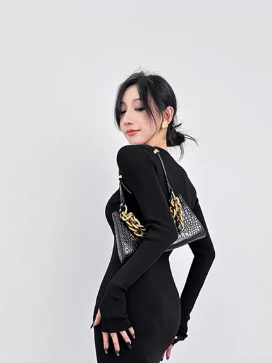 Treasa Two Way Long Sleeve Cardigan/ Button Knit Dress-The Black Bow-