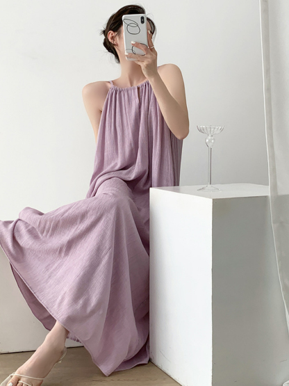 Xamorra Round Neck Maxi Dress-The Black Bow-