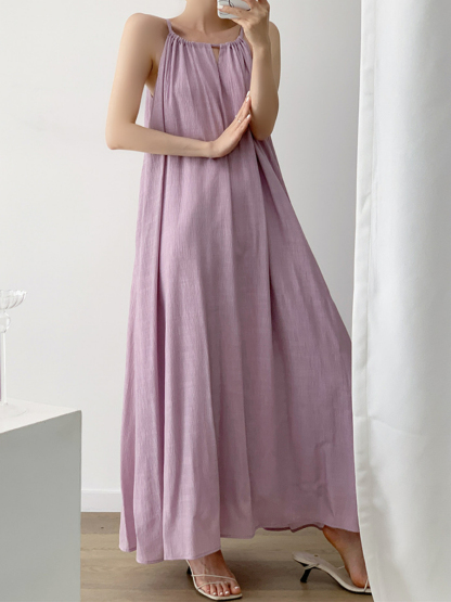 Xamorra Round Neck Maxi Dress-The Black Bow-