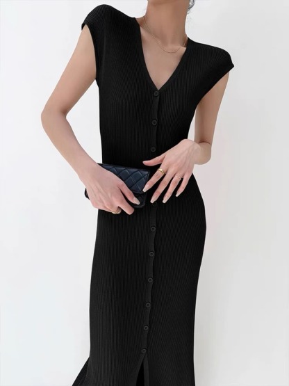 Tam Two Way Cardigan/ Button Knit Dress-The Black Bow-