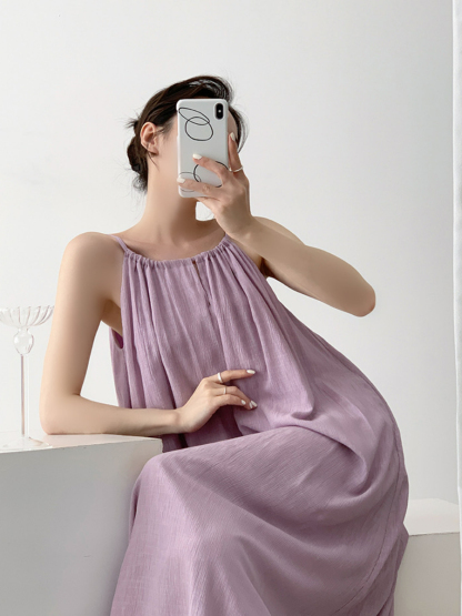 Xamorra Round Neck Maxi Dress-The Black Bow-