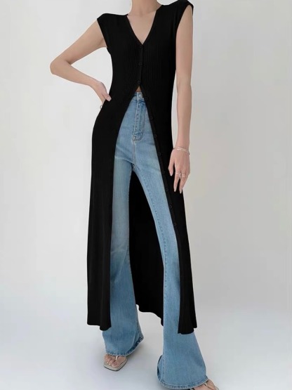 Tam Two Way Cardigan/ Button Knit Dress-The Black Bow-