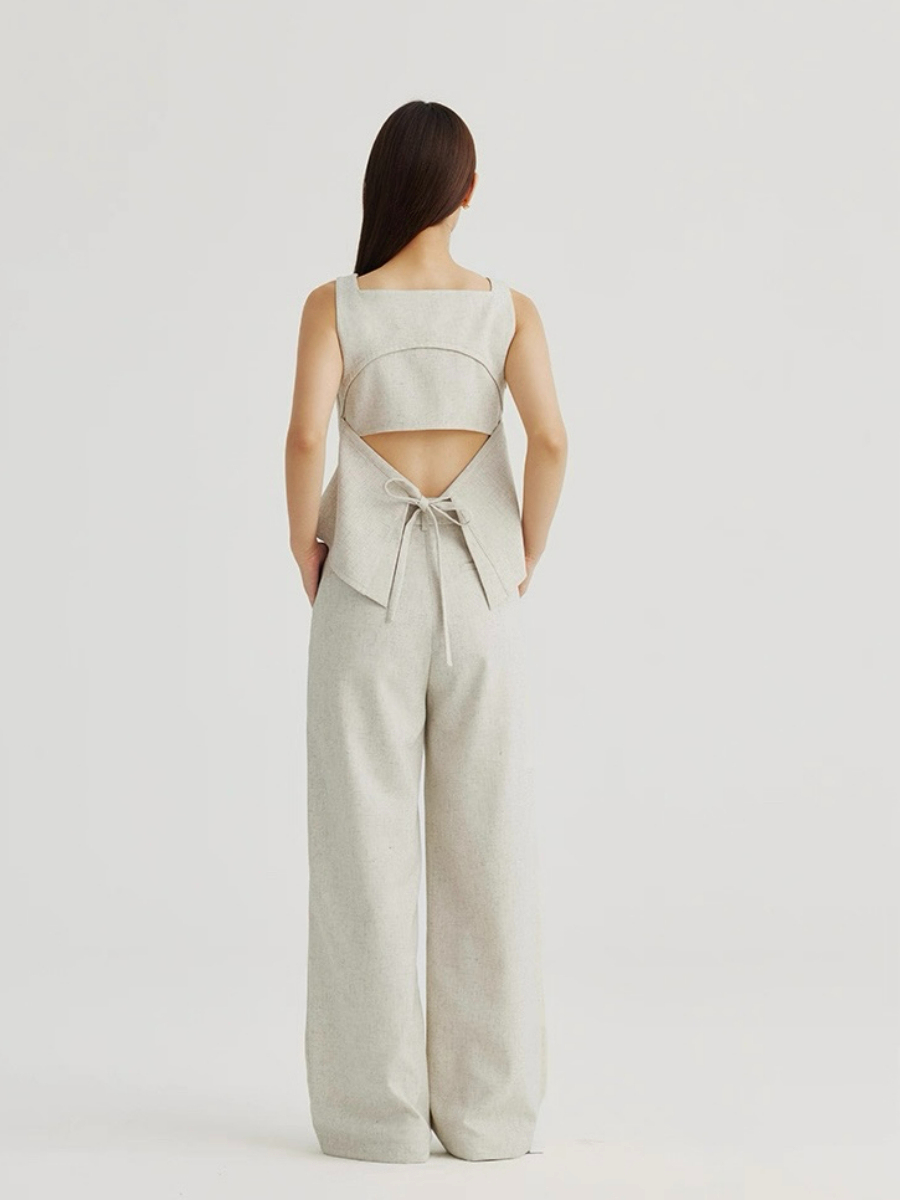 Alexandra Back Waist Tie Linen Top & Pants
