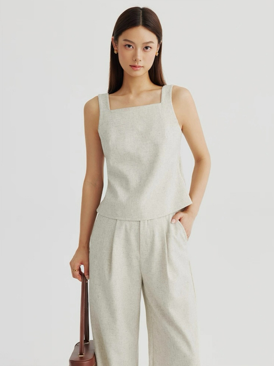 Alexandra Back Waist Tie Linen Top & Pants