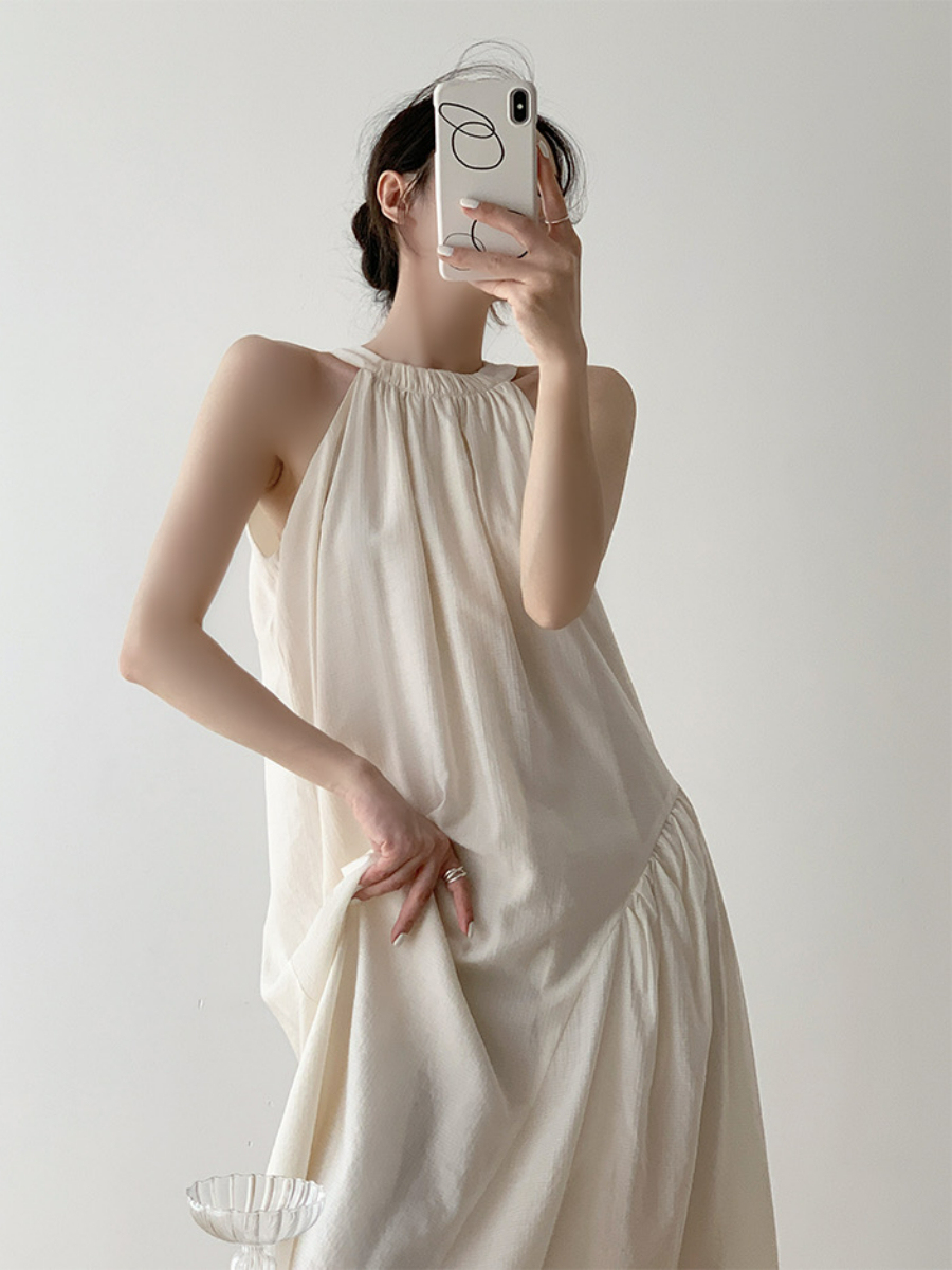 Xandya Halter Neck Ruffle Dress-The Black Bow-