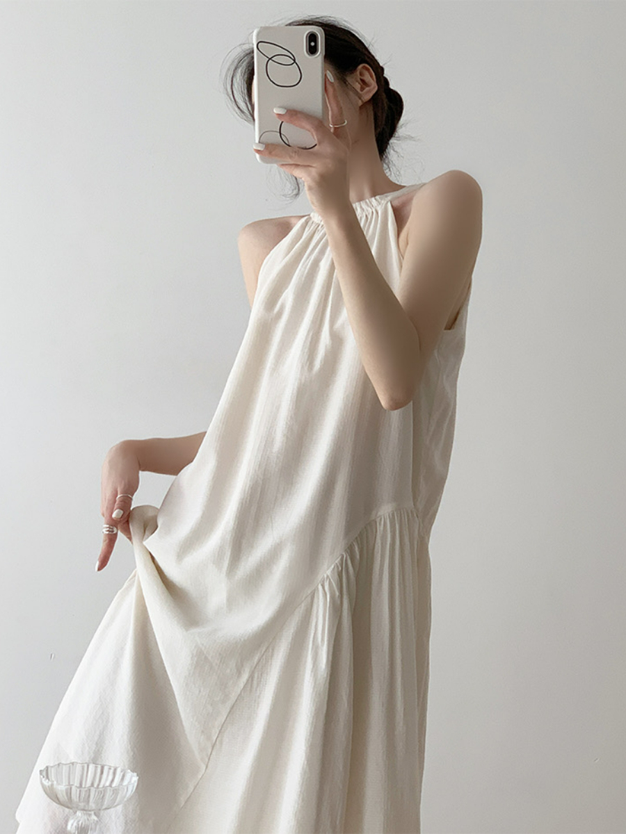 Xandya Halter Neck Ruffle Dress-The Black Bow-