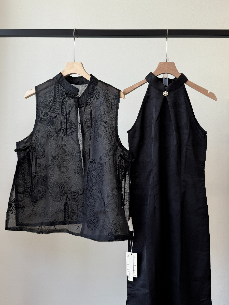 Hai Ren Oriental Embroidered Organza Vest Top (TP111)
