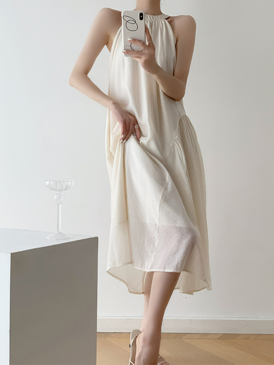 Xandya Halter Neck Ruffle Dress-The Black Bow-