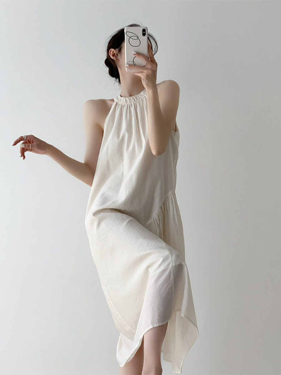 Xandya Halter Neck Ruffle Dress-The Black Bow-