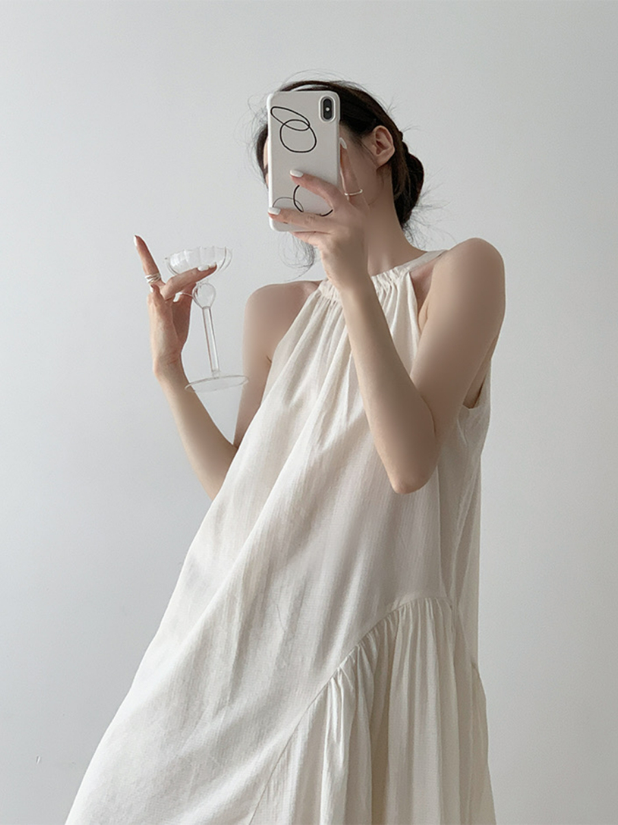 Xandya Halter Neck Ruffle Dress-The Black Bow-