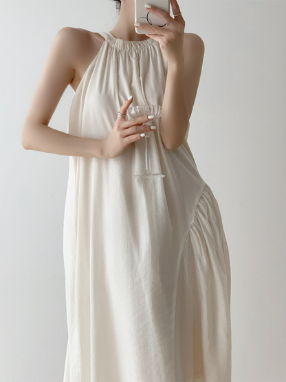Xandya Halter Neck Ruffle Dress-The Black Bow-