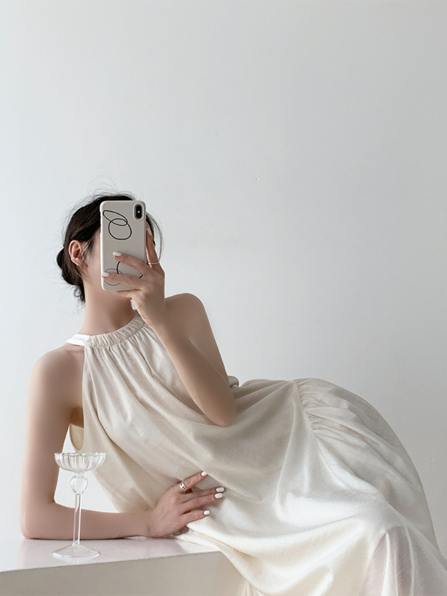 Xandya Halter Neck Ruffle Dress-The Black Bow-