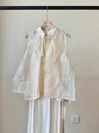 Hai Ren Oriental Embroidered Organza Vest Top (TP111)