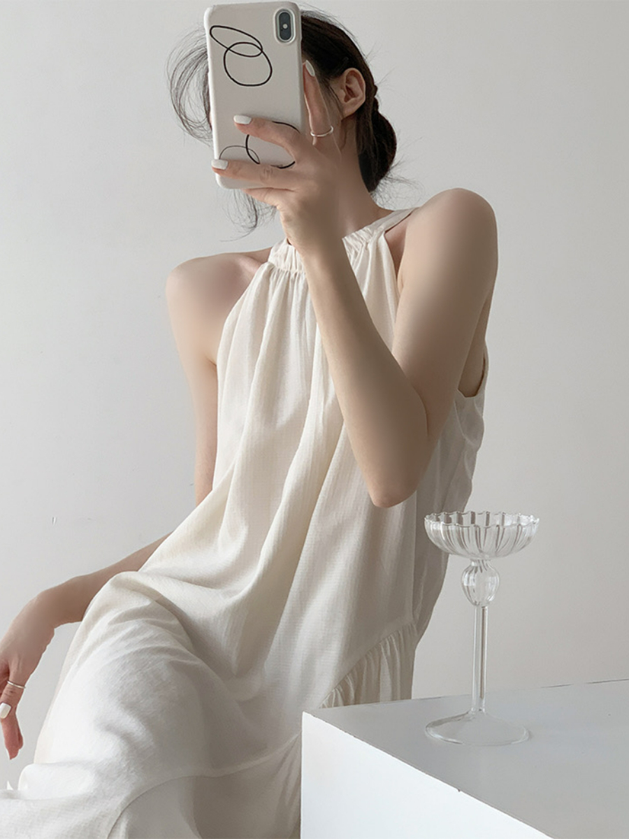 Xandya Halter Neck Ruffle Dress-The Black Bow-