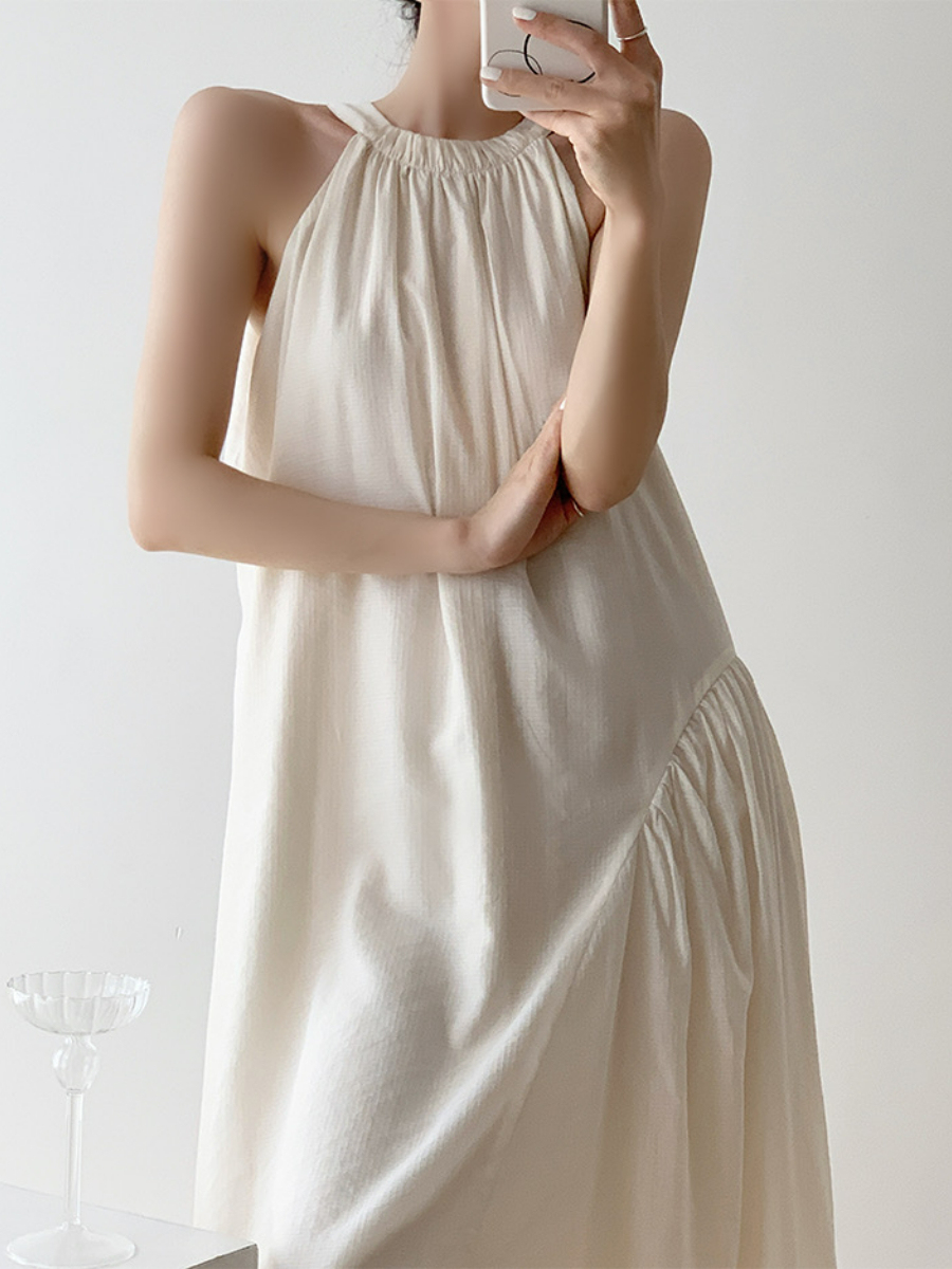 Xandya Halter Neck Ruffle Dress-The Black Bow-