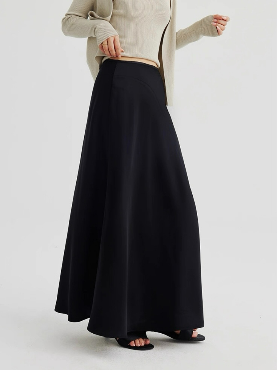 Adeline A-Line Flare Satin Skirt