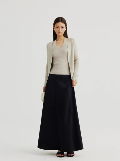 Adeline A-Line Flare Satin Skirt