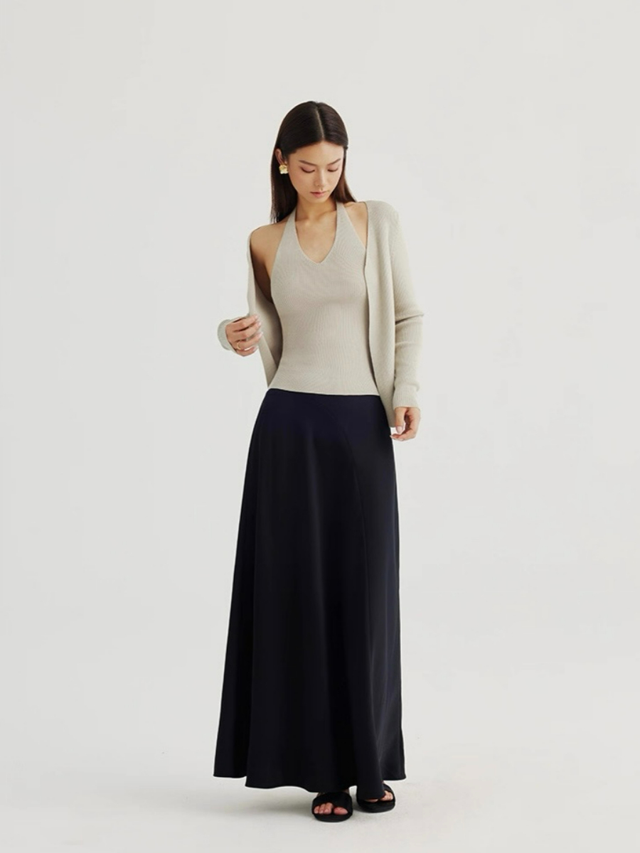 Adeline A-Line Flare Satin Skirt