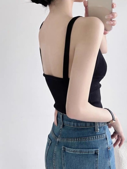 Tzivya Deep-V Knit Top-The Black Bow-
