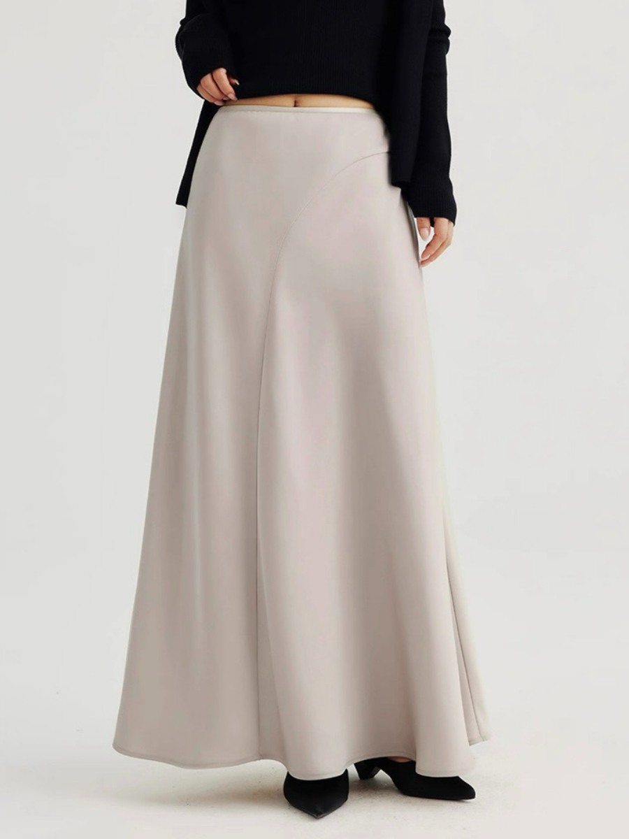 Adeline A-Line Flare Satin Skirt
