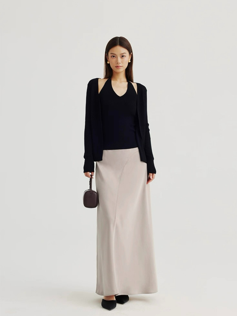 Adeline A-Line Flare Satin Skirt
