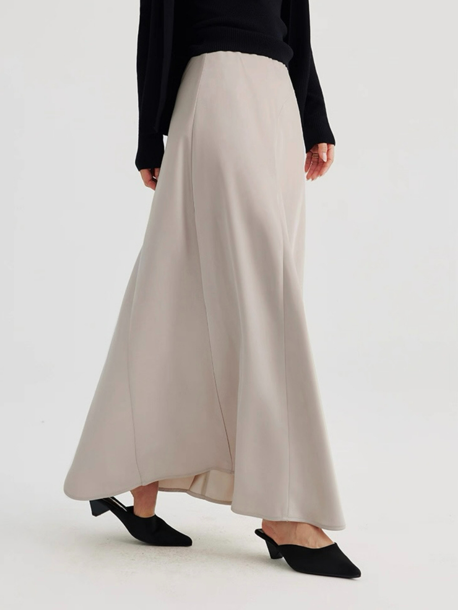 Adeline A-Line Flare Satin Skirt