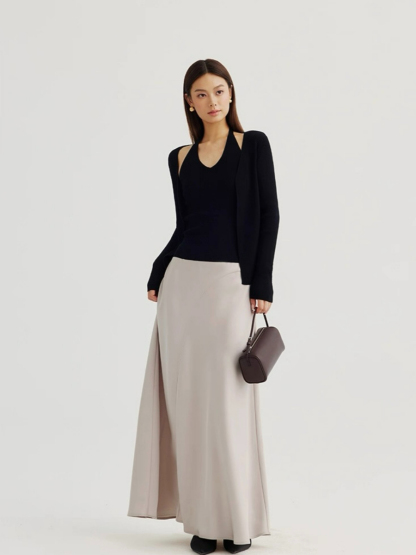 Adeline A-Line Flare Satin Skirt