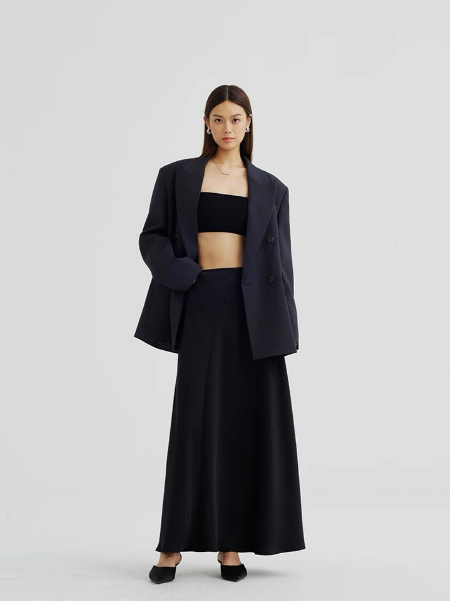 Adeline A-Line Flare Satin Skirt