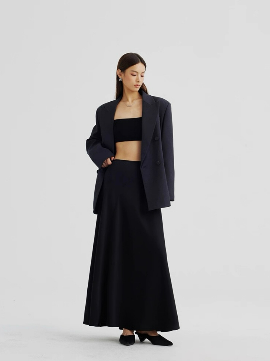 Adeline A-Line Flare Satin Skirt