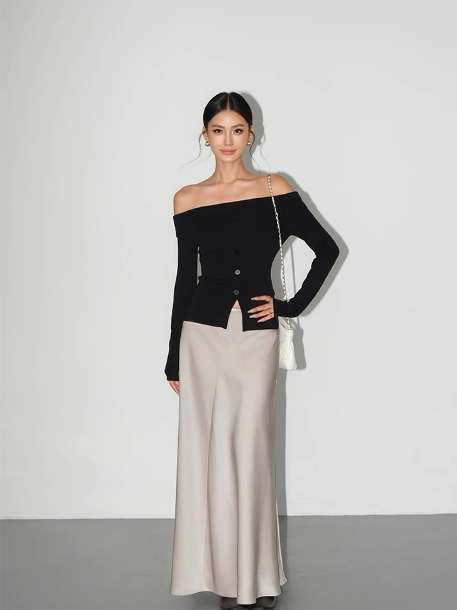 Adeline A-Line Flare Satin Skirt