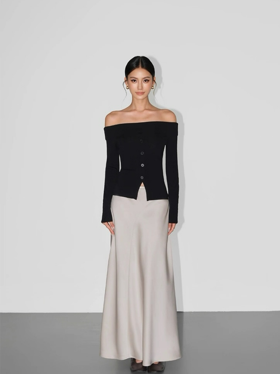 Adeline A-Line Flare Satin Skirt