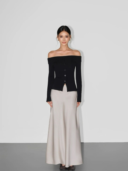 Adeline A-Line Flare Satin Skirt