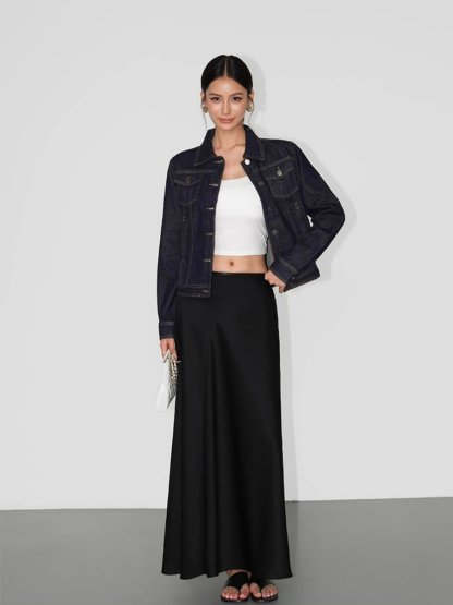 Adeline A-Line Flare Satin Skirt