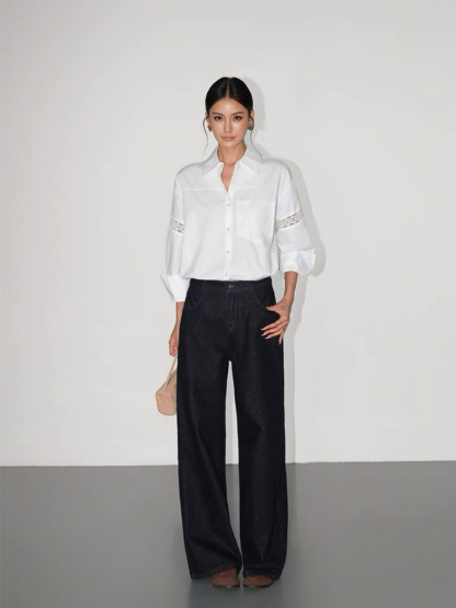 Adrianna Crochet Trim Sleeve Shirt