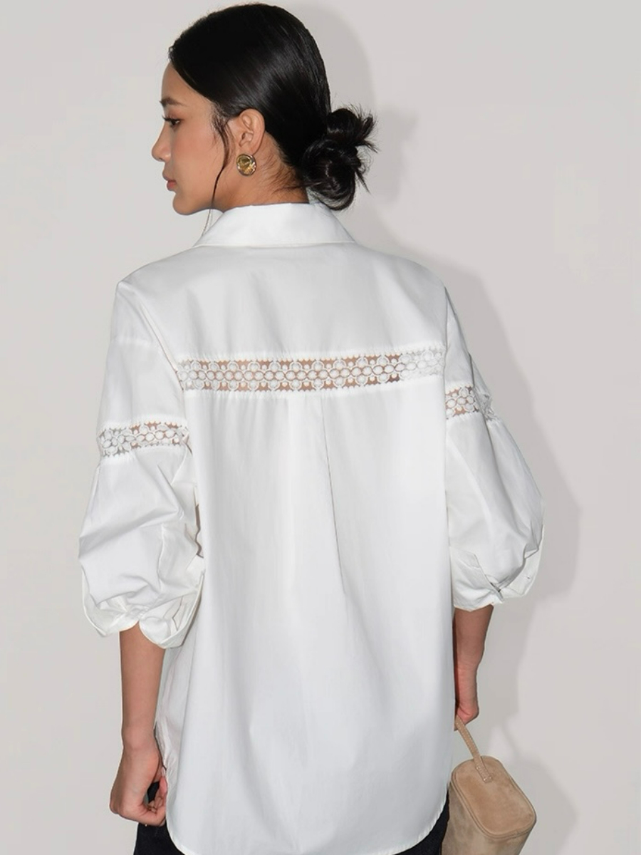 Adrianna Crochet Trim Sleeve Shirt