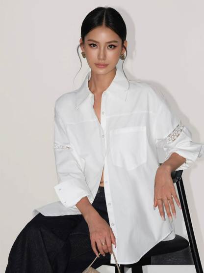 Adrianna Crochet Trim Sleeve Shirt