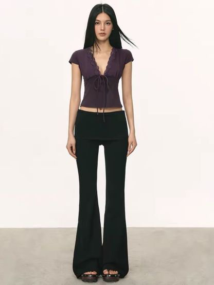 Gala High-Waist Foldover Flare Pants