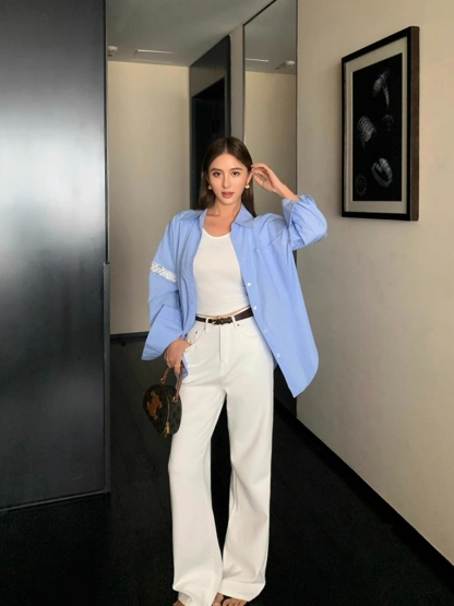 Adrianna Crochet Trim Sleeve Shirt