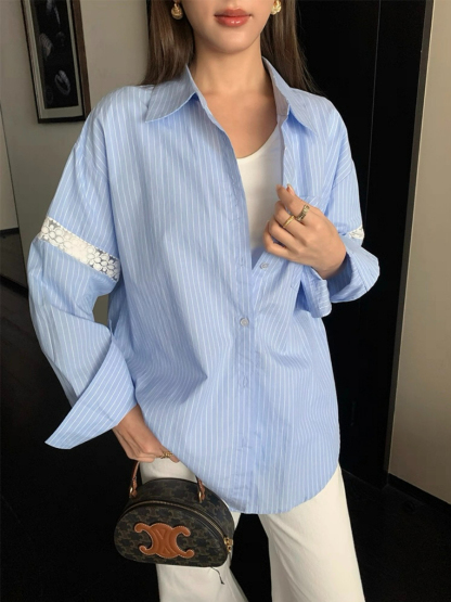 Adrianna Crochet Trim Sleeve Shirt