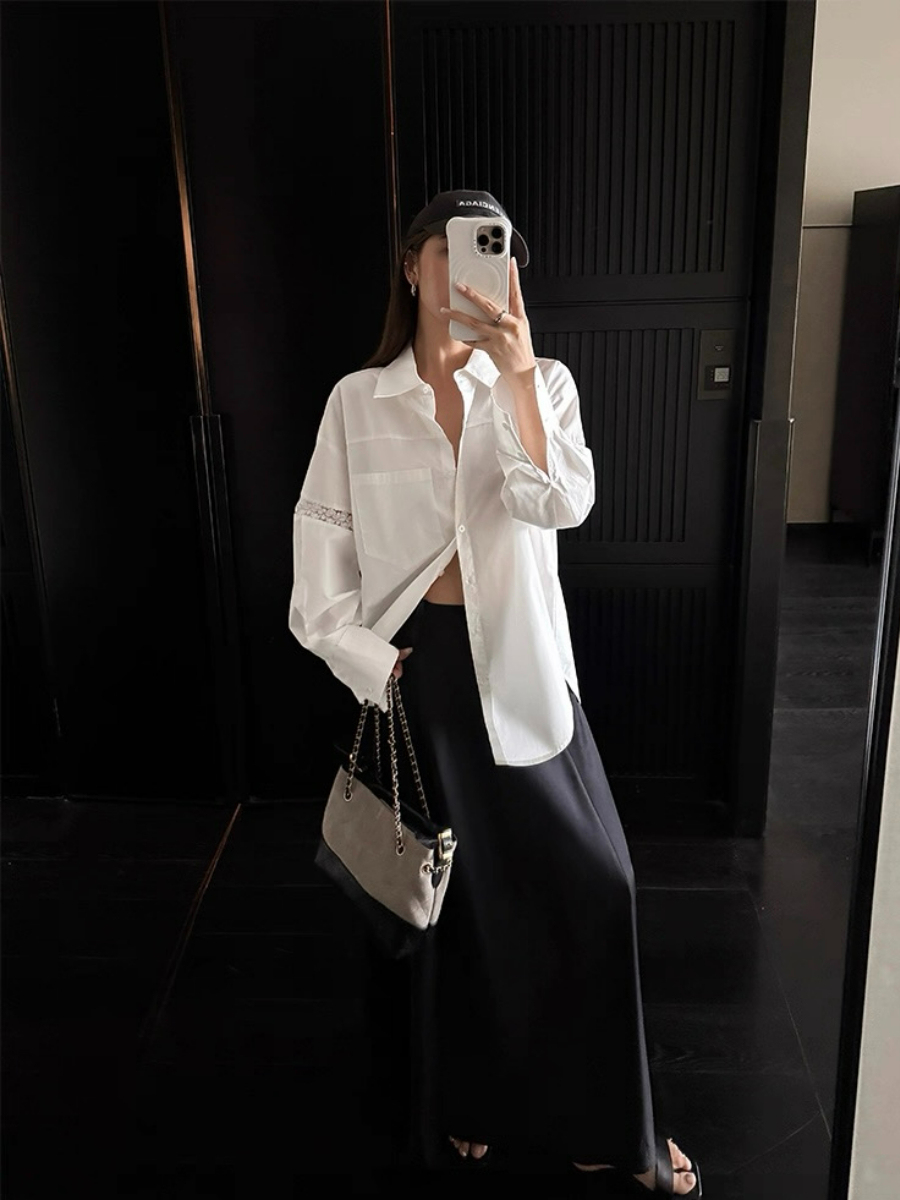 Adrianna Crochet Trim Sleeve Shirt