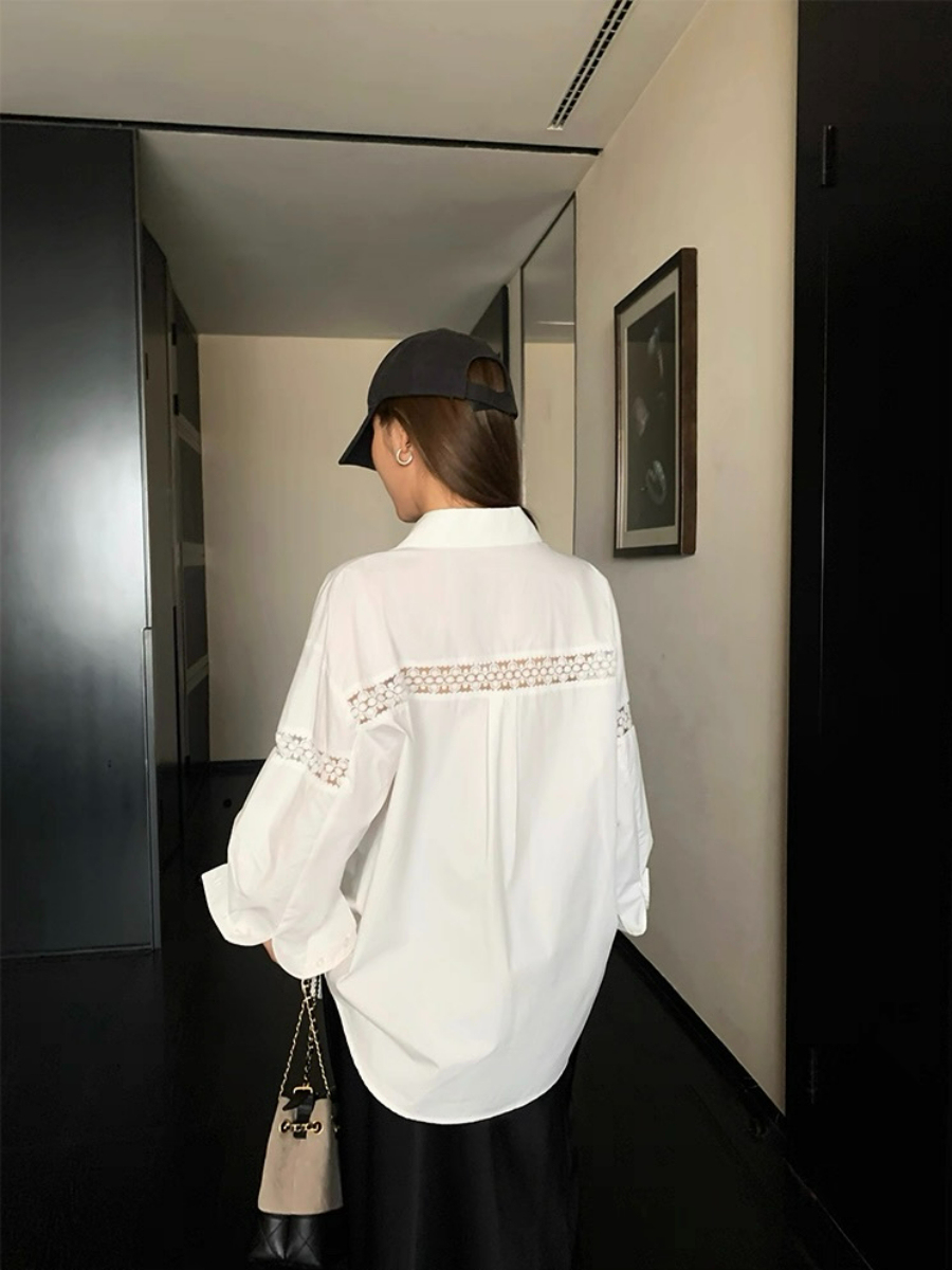 Adrianna Crochet Trim Sleeve Shirt