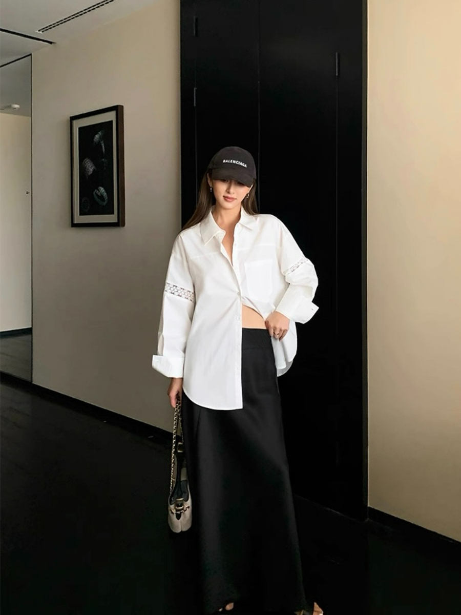 Adrianna Crochet Trim Sleeve Shirt