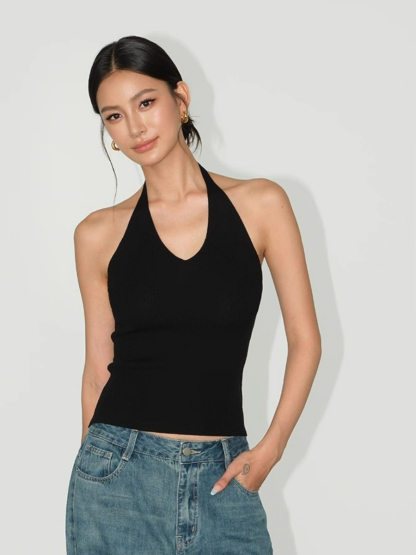 Amiya Cardigan and Halter Neck Knit Top