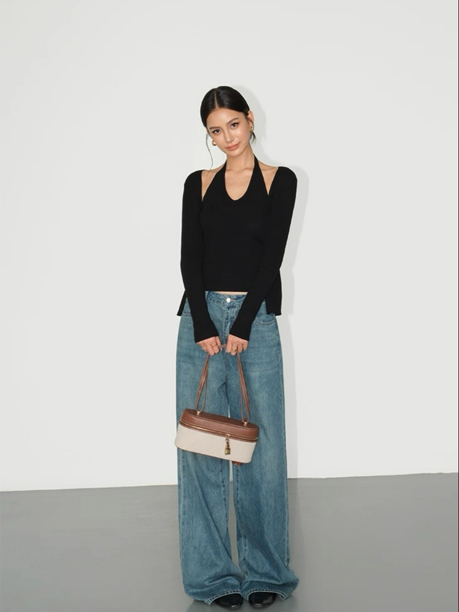 Amiya Cardigan and Halter Neck Knit Top