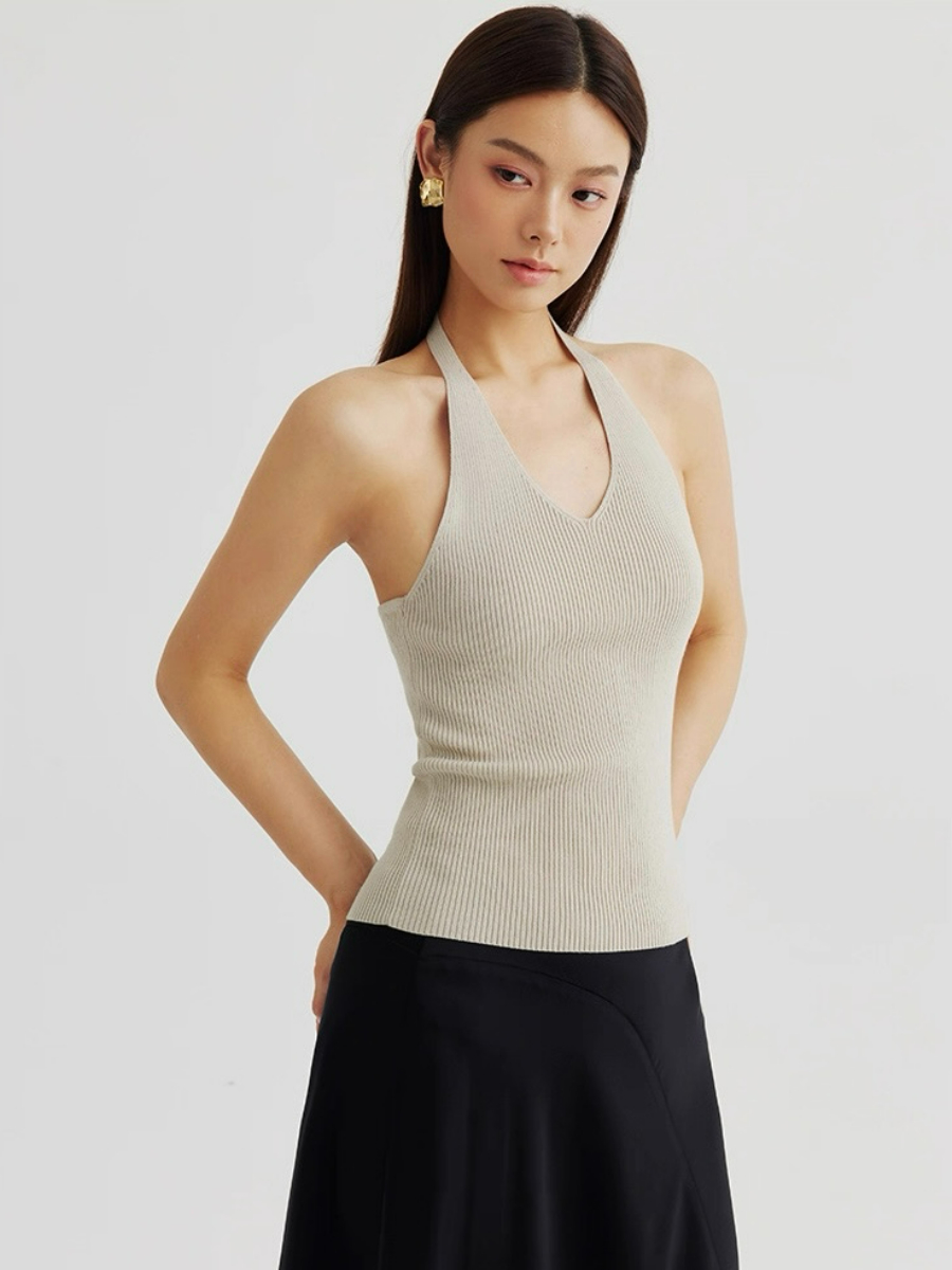 Amiya Cardigan and Halter Neck Knit Top