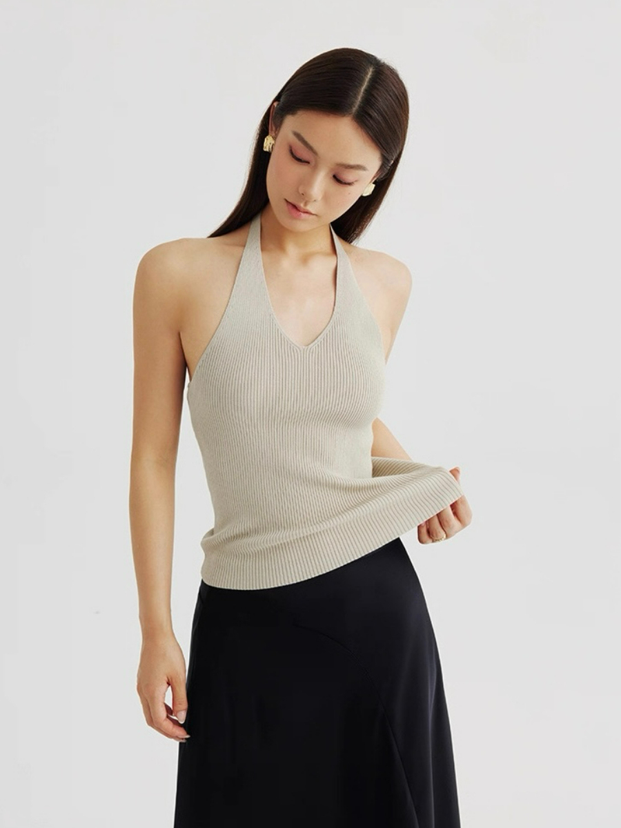 Amiya Cardigan and Halter Neck Knit Top