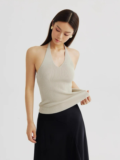 Amiya Cardigan and Halter Neck Knit Top