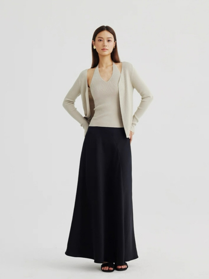 Amiya Cardigan and Halter Neck Knit Top