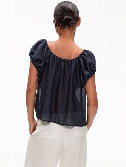 Gabby Tie-Front Peasant Blouse