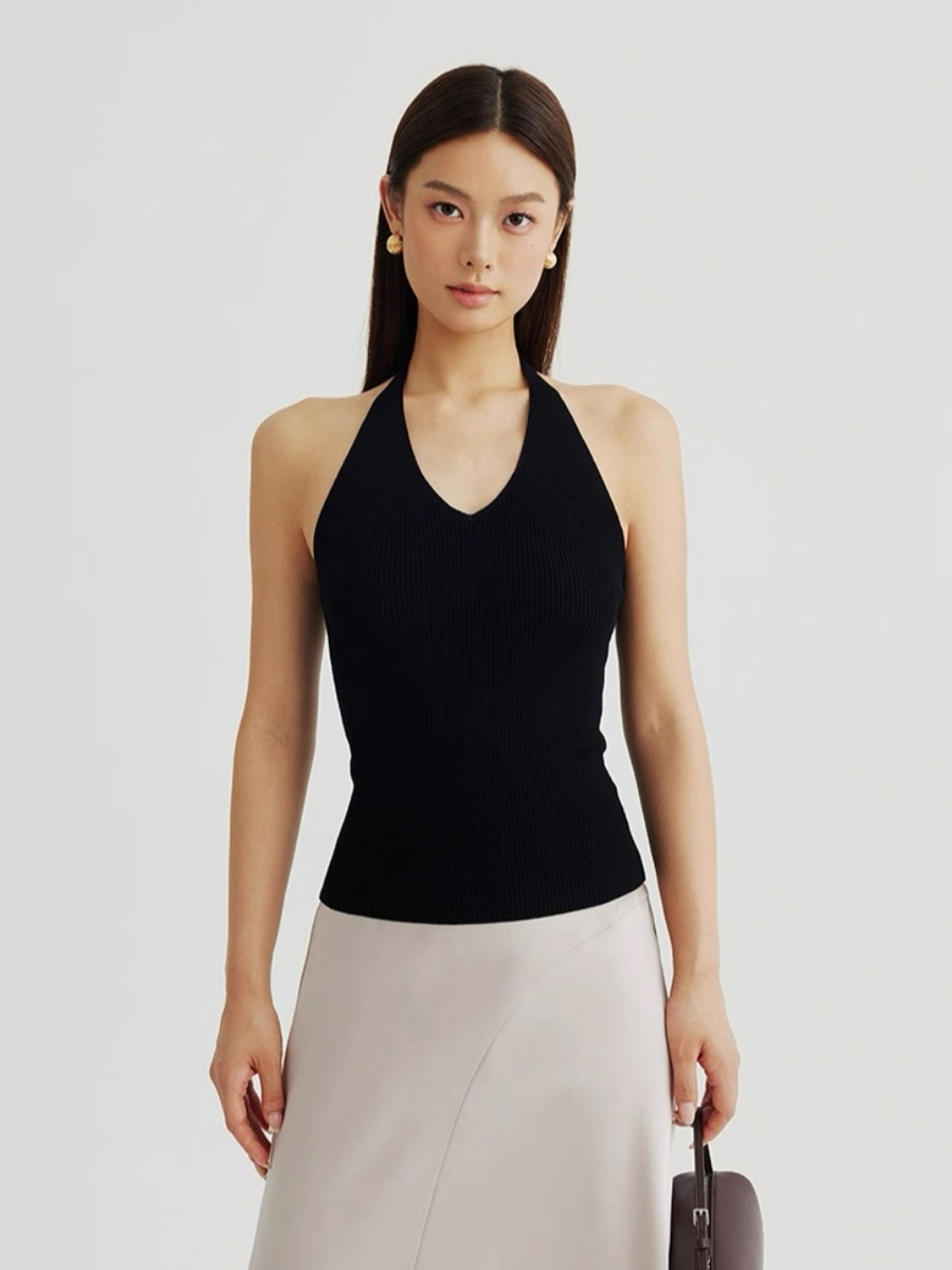 Amiya Cardigan and Halter Neck Knit Top